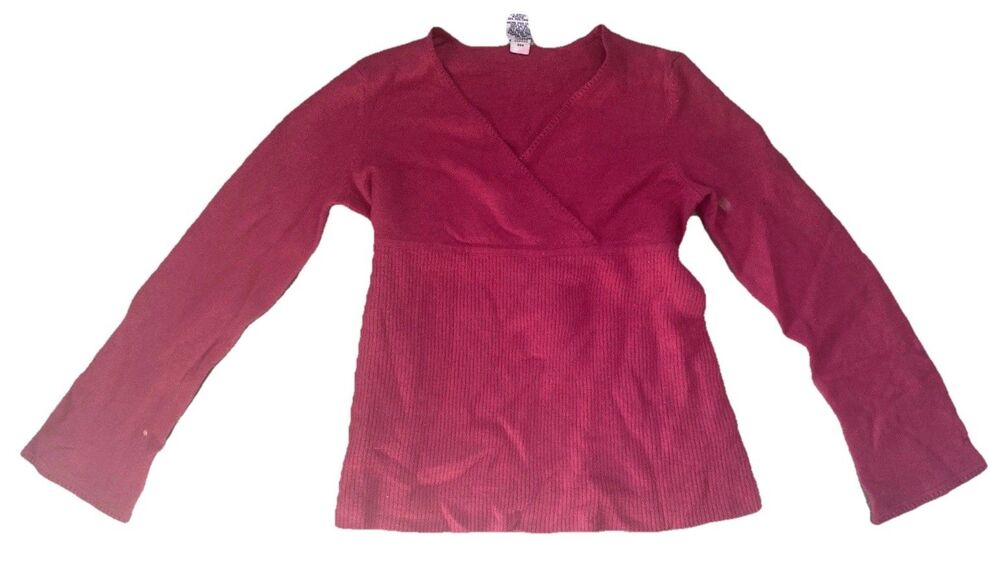 Old Navy Maternity Womens Red V Neck Wool Blend Sweater Size Medium Tie Back